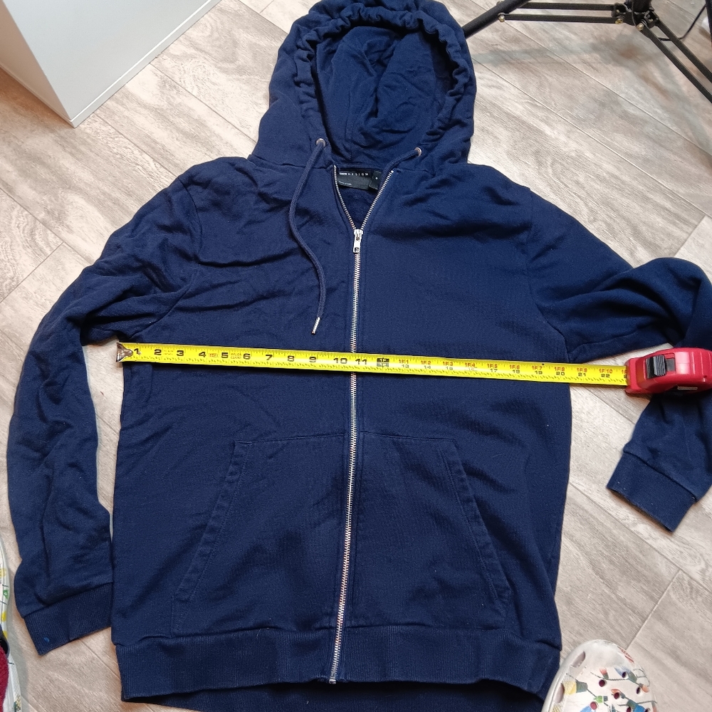 ASOS DESIGN oversized zip through hoodie in dark navy blue Sz M.